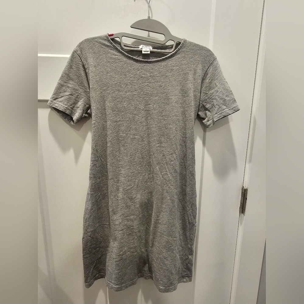 J.Crew 100% Cotton Heather Gray Short Sleeve T-Shirt Dress XXS Casual Soft Knit